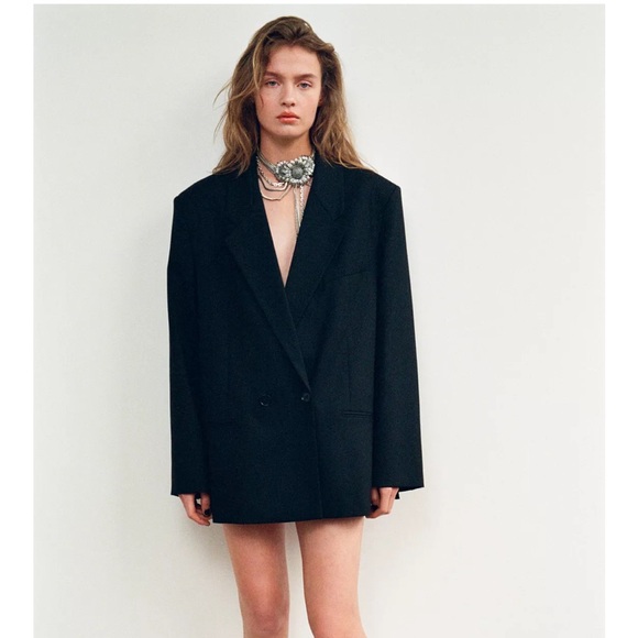 Zara NWT oversized double breasted blazer black 1255/729 - Picture 1 of 9